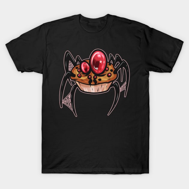 Muffin Spider with Spiderweb Scary eyes costume Halloween T-Shirt by SinBle